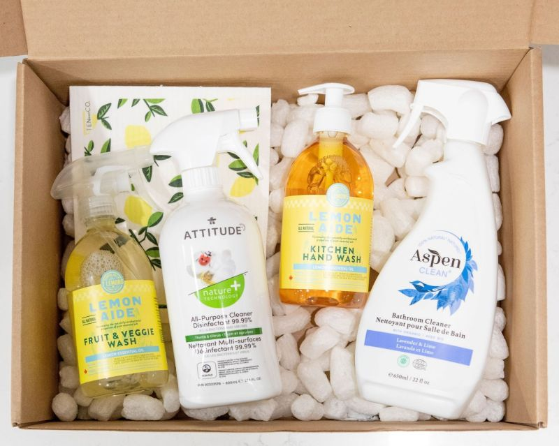 A curated set crate of eco-household essentials